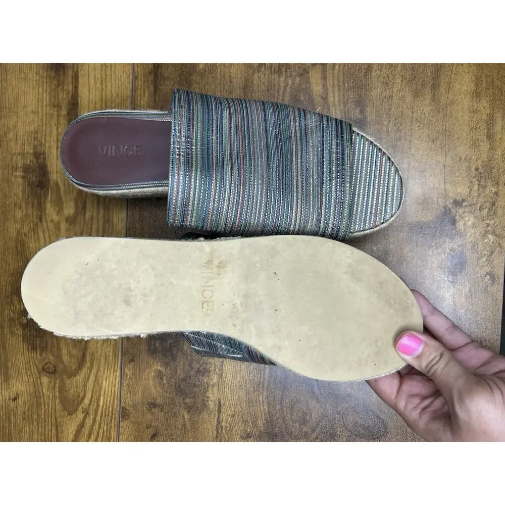 Vince‎ Solana Striped Espadrille Mule Sandal Size 7.5